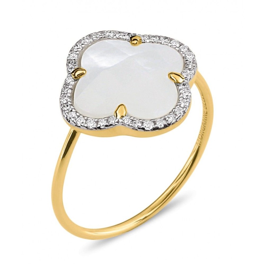 Jewels Morganne Bello  | Mother Of Pearl + Diamonds Yellow Gold Victoria Diamonds Ring