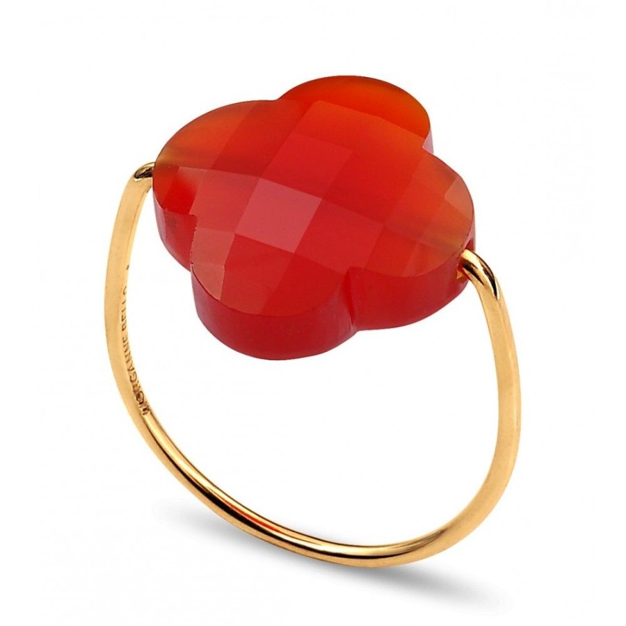 Jewels Morganne Bello  | Red Carnelian Clover Yellow Gold Ring