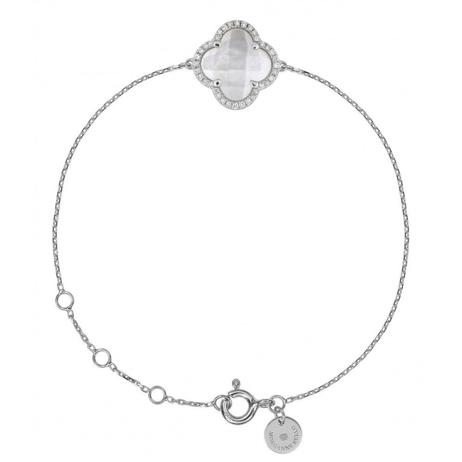 Jewels Morganne Bello  | White Mother Of Pearl + Diamonds White Gold Victoria Diamonds Bracelet