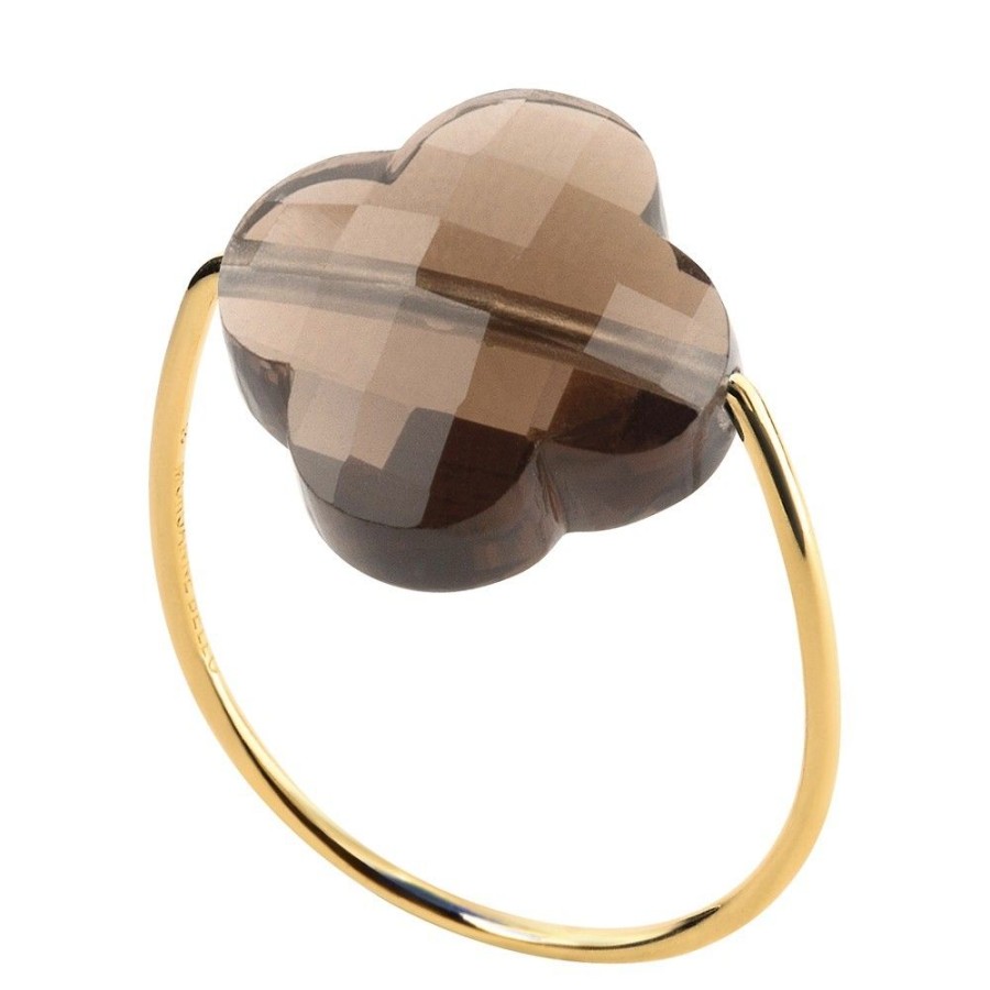 Jewels Morganne Bello  | Smoky Quartz Clover Yellow Gold Ring